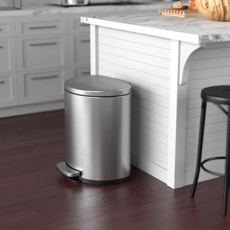 Itouchless Softstep 5 Gallon Stainless Steel Step Trash Can With Odor Filter 19 L Bathroom, Kitchen, Home Office Pedal Garbage Bin, Removable Bucket