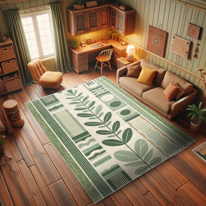 Ambesonne Mid Century High Density Long Fiber Poly Threads Decorative Area Rug Carpet