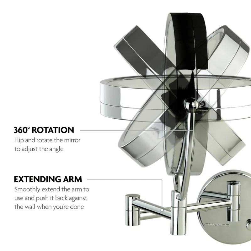 Ovente Wall Mounted Vanity Makeup Mirror 8.5 Inch with 7X Magnification and Natural LED Lights, Double-Sided with Hardwired Electrical Connection