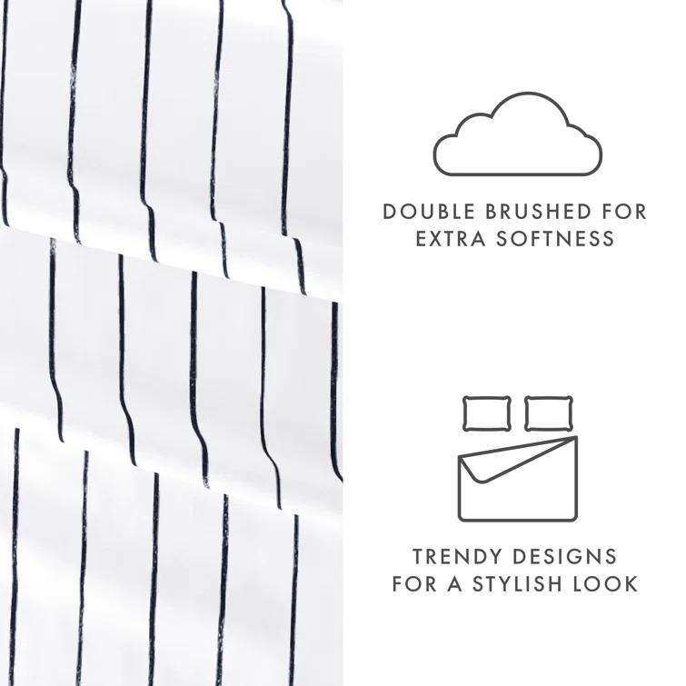 IEnjoy Home Distressed Navy Coastal Stripe Pattern Microfiber Sheet Set