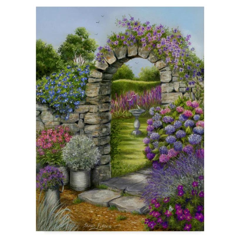 Trademark Fine Art Janet Pidoux " Cottage Garden Arch " by Janet Pidoux