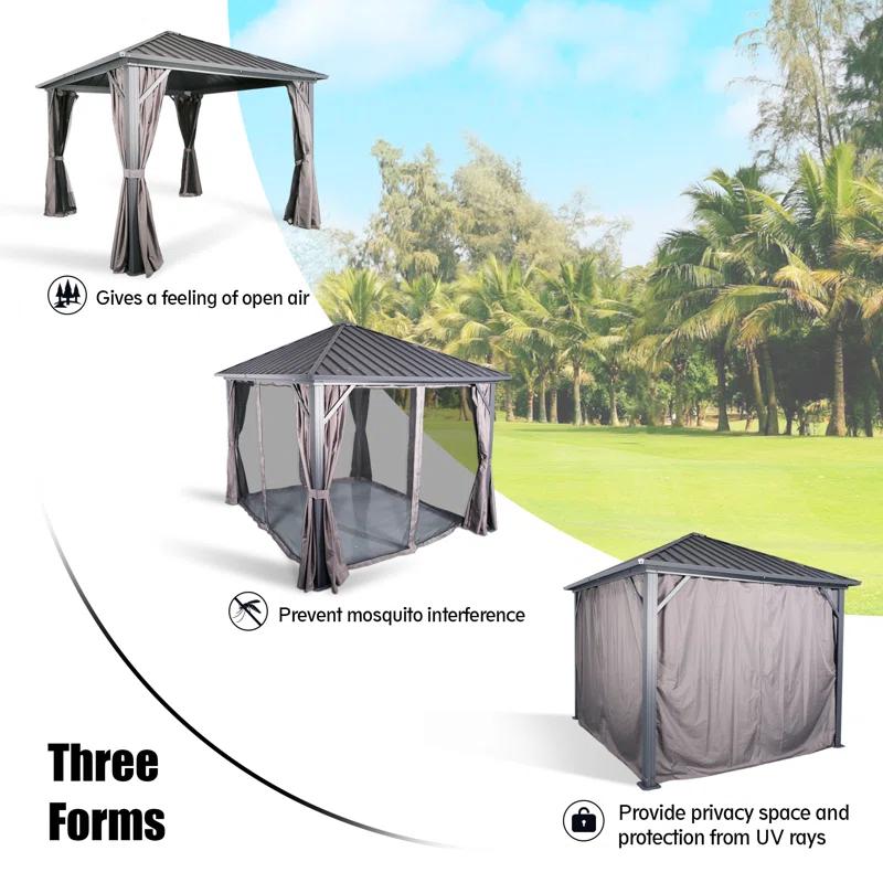 Peak Home Furnishings Hardtop 10 Ft. W x 10 Ft. D Aluminum Patio Gazebo
