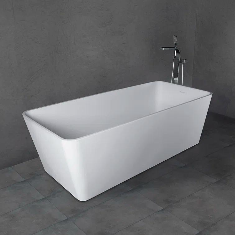 Vanity Art 59'' x 30'' Freestanding Soaking Solid Surface Bathtub VA6914-MS