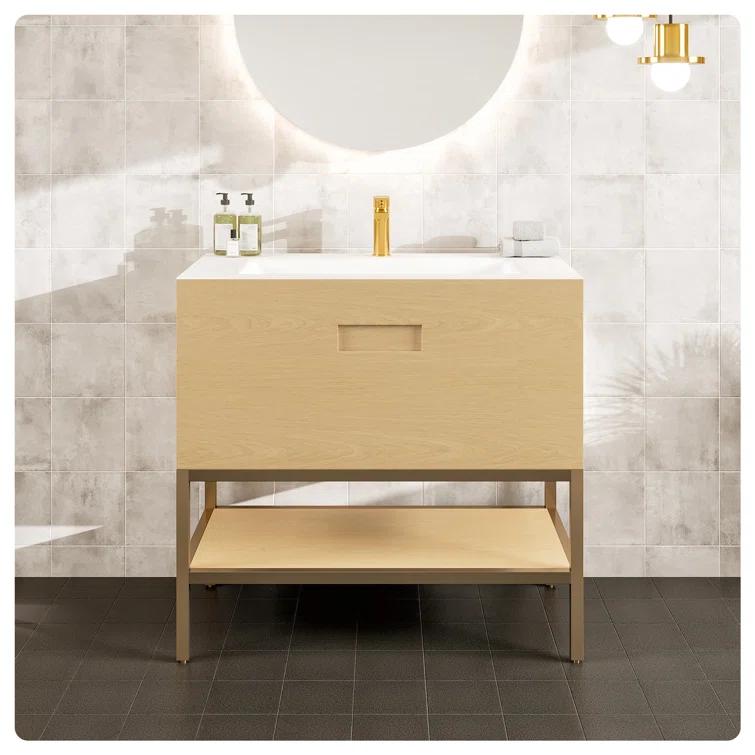 Eviva Lina 35'' Single Bathroom Vanity with Solid Surface Top
