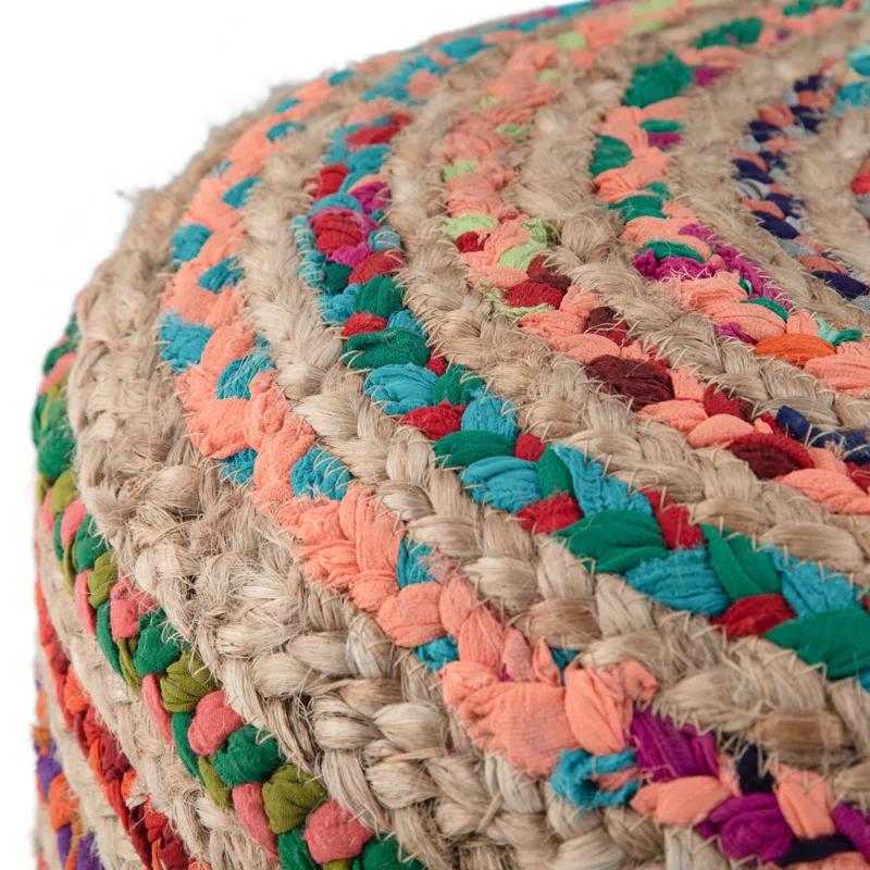 Simpli Home Margo 20"W Cotton and Jute Boho-style Pouf
