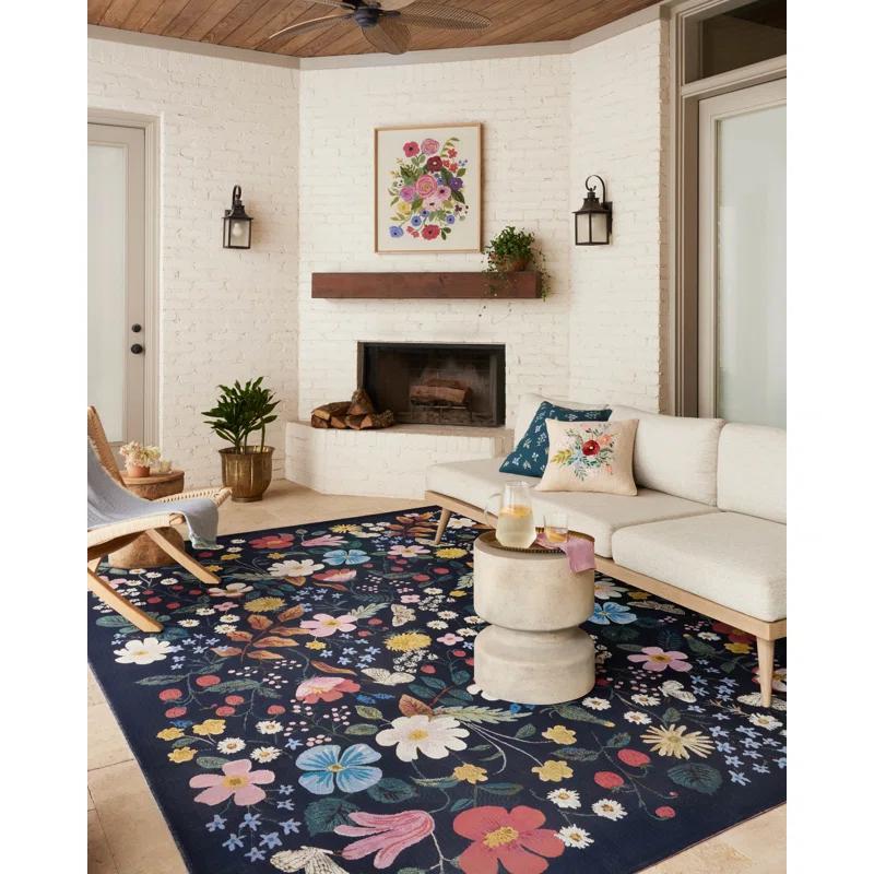 Rifle Paper Co. x Loloi Perennial Black/Navy Indoor / Outdoor Area Rug