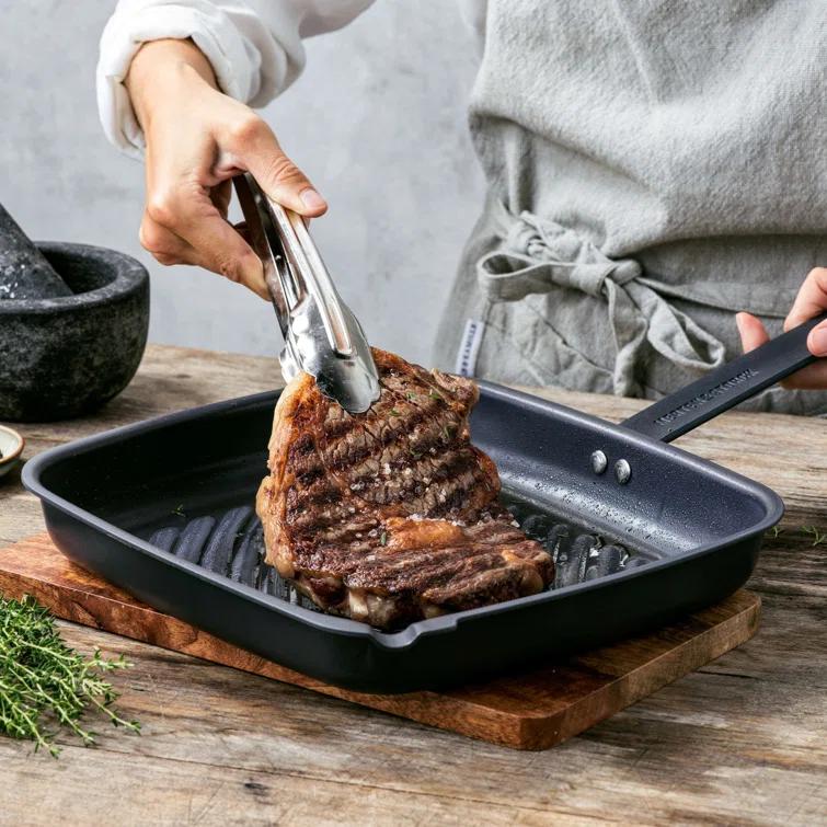 Merten and Storck Merten & Storck Pre-Seasoned Carbon Steel Square Grill Pan