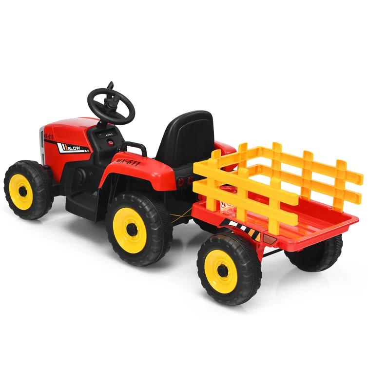 Costway 12 Volt 1 Seater Tractor / Construction Battery Powered Ride On with Remote Control & Reviews | Wayfair