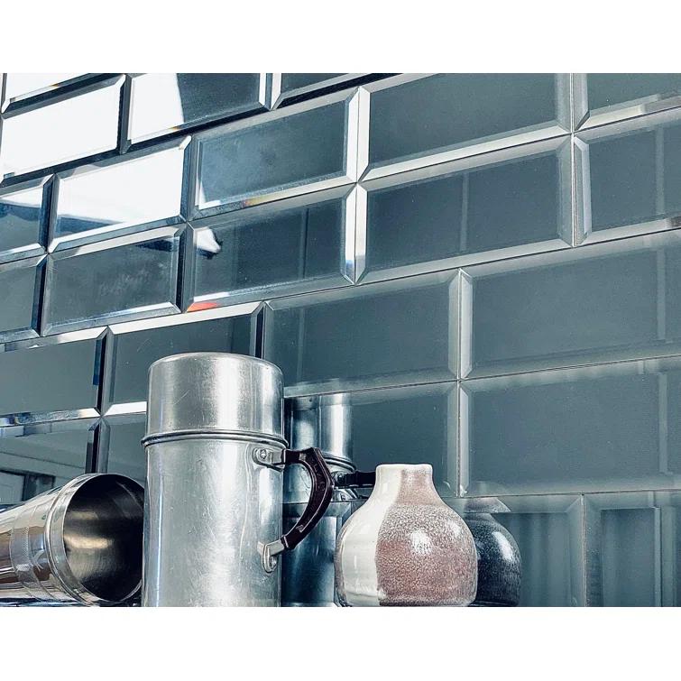 Abolos Reflections 3 in. x 6 in. Diamond Grade Glass Mirror Beveled Subway Decorative Kitchen & Bathroom Wall Tile & Reviews | Perigold