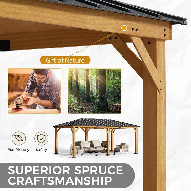 EROMMY 20 Ft. W X 12 Ft. D Solid Wood Patio Gazebo