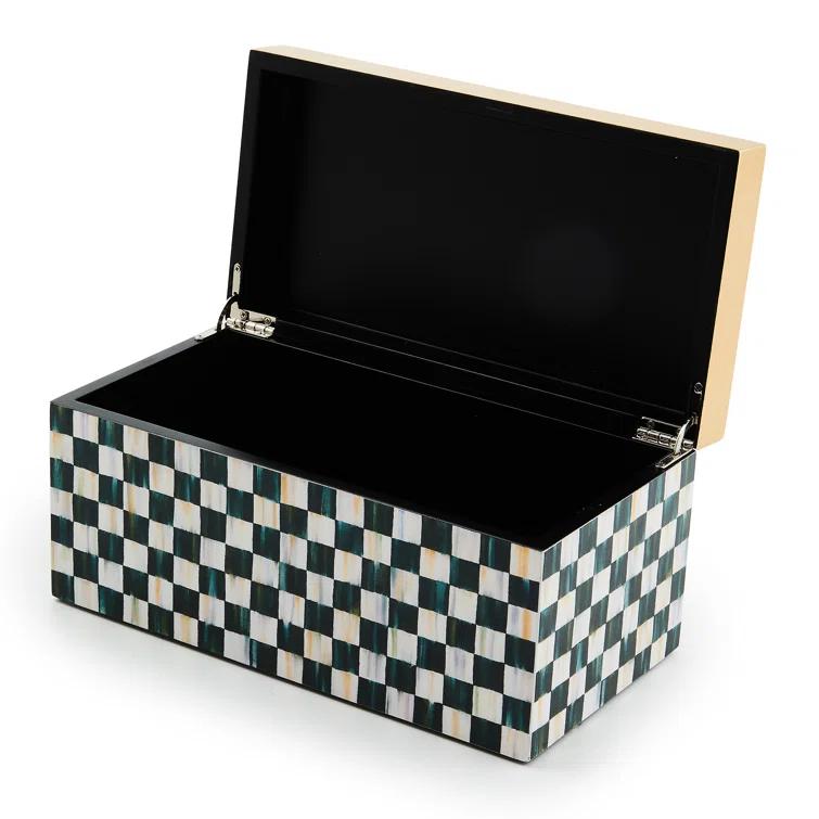 MacKenzie-Childs Courtly Check Large Lacquer Decorative Box With Hinged Lid