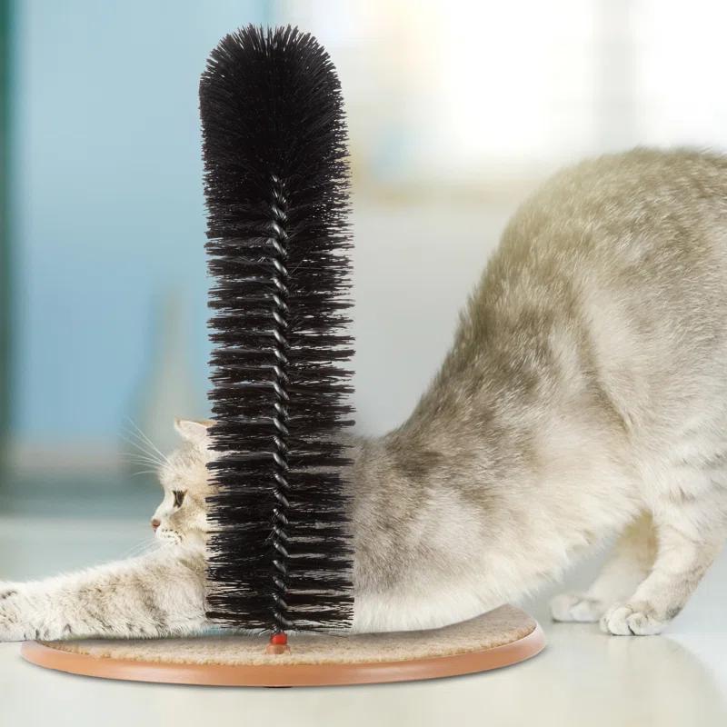 Petmaker PETMAKER Cat Self-Groomer - Bristle Ring Brush Cat Arch with Carpeted Base, Back Scratcher and Massager for Controlling Shedding and Claws