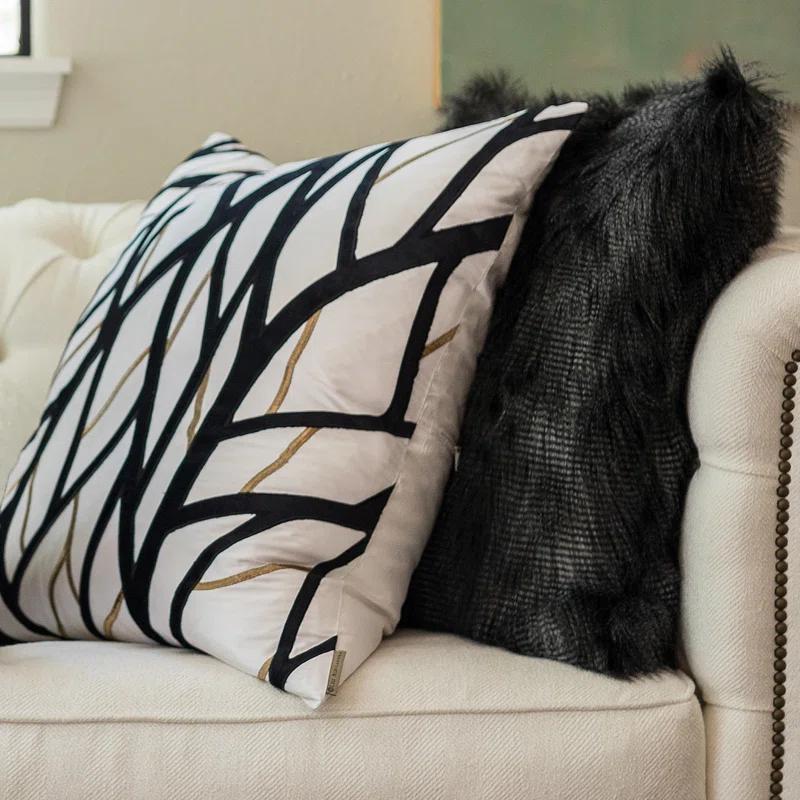 Lili Alessandra Faux Fur Feather Throw Pillow