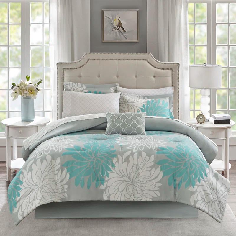Madison Park Essentials Maible Floral Comforter Set with Cotton Bed Sheets