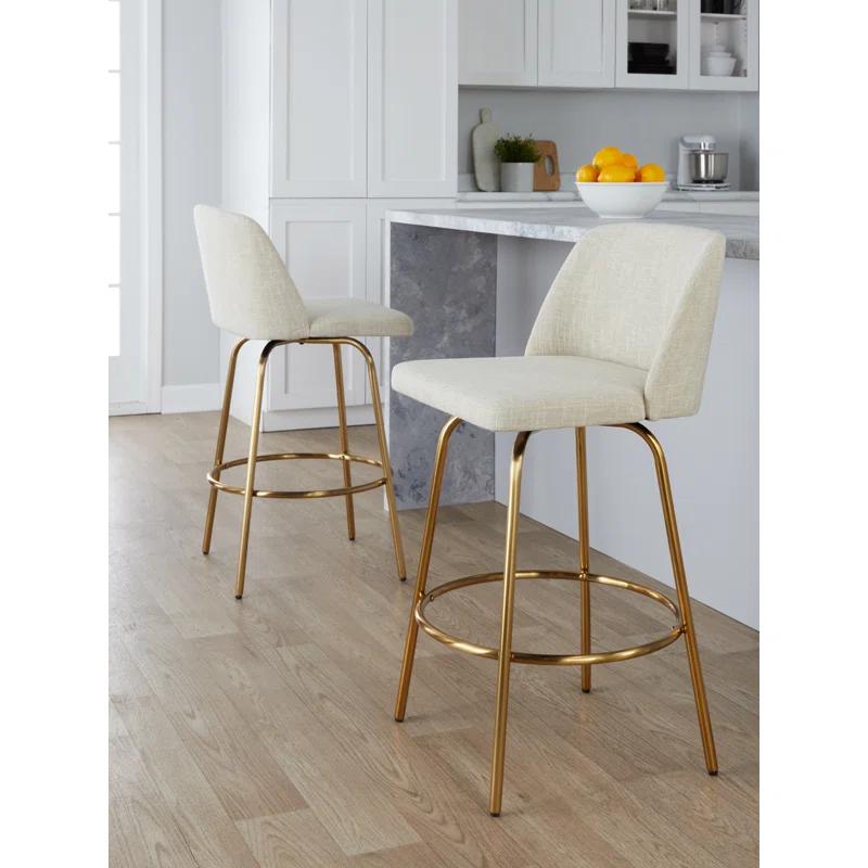 Toriano Swivel Upholstered Counter Stool with Metal Frame (Set of 2)