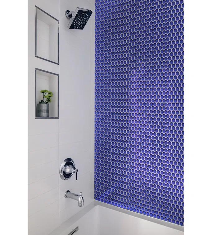 Apollo Tile Penny 1 " X 1 " Straight Edge Glass Mosaic Sheet Wall & Floor Tile