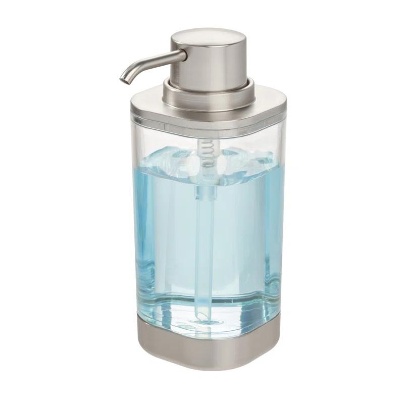 iDesign iDesign Hand Soap Dispenser - Refillable Liquid Soap Dispenser, Clear/Brushed Nickel