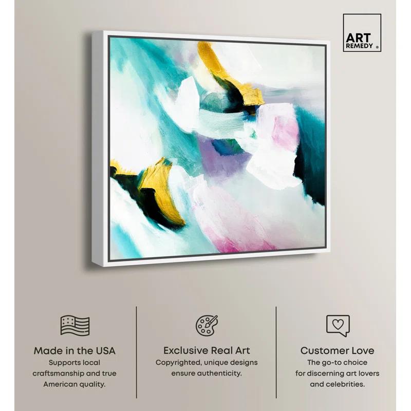 Art Remedy Art Remedy Still Violas Framed Blue Abstract 1 Piece Canvas Wall Art 56586