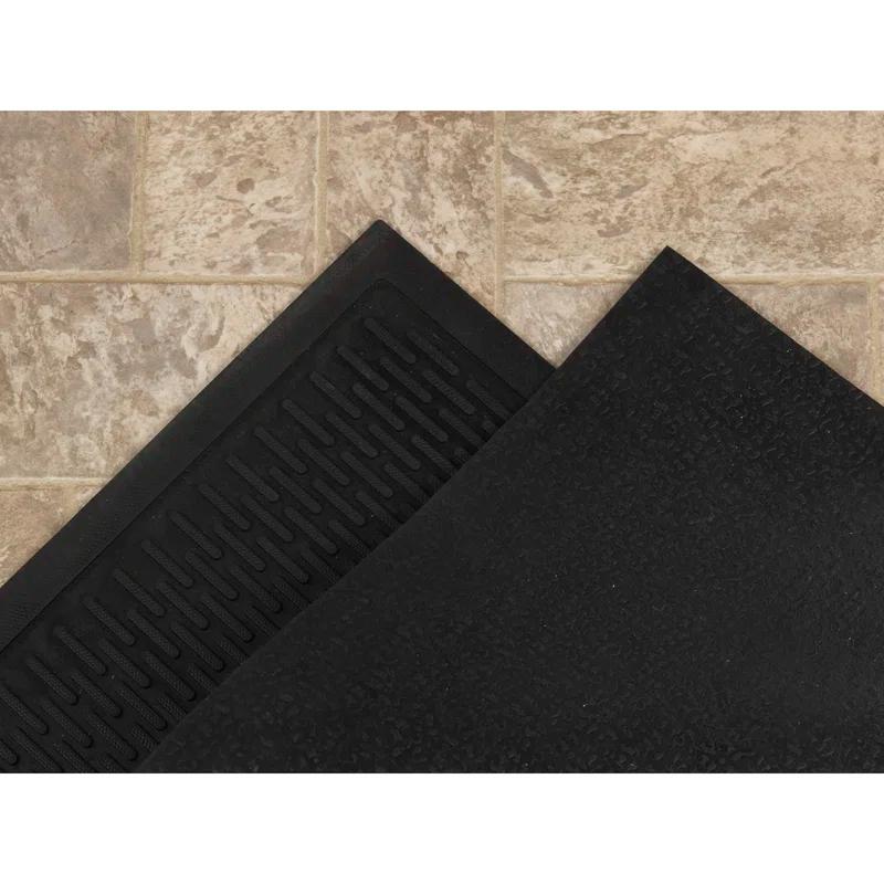 Ottomanson Easy clean, Waterproof Non-Slip Indoor/Outdoor Rubber Doormat, Black
