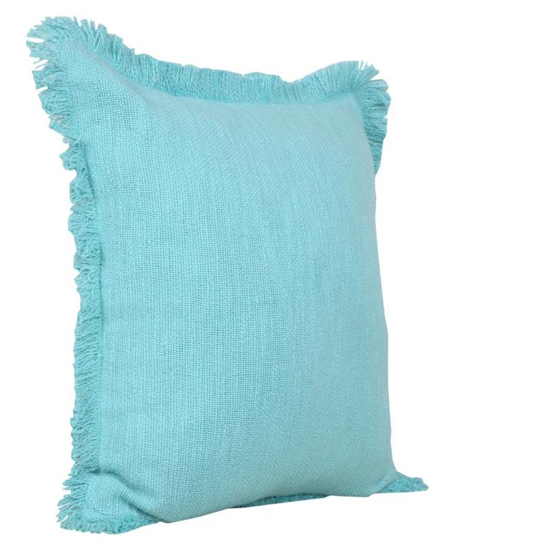 Rajani Home Contemporary Solid Stonewashed Fringed Cotton Throw Pillow Set