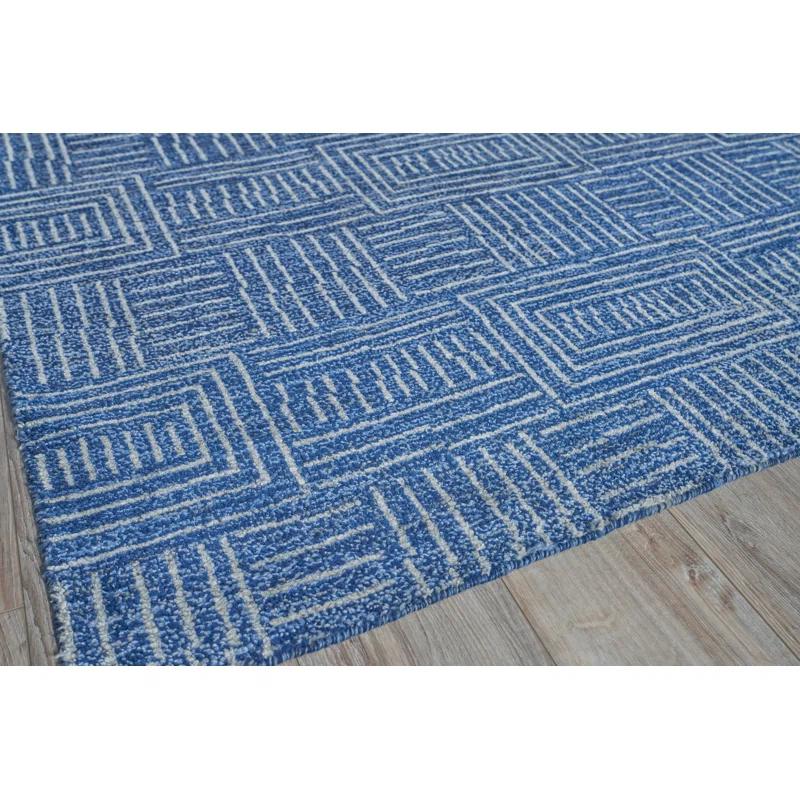 Exquisite Rugs Aldridge Hand-Knotted New Zealand Wool/ Bamboo Silk Blue/Ivory Area Rug