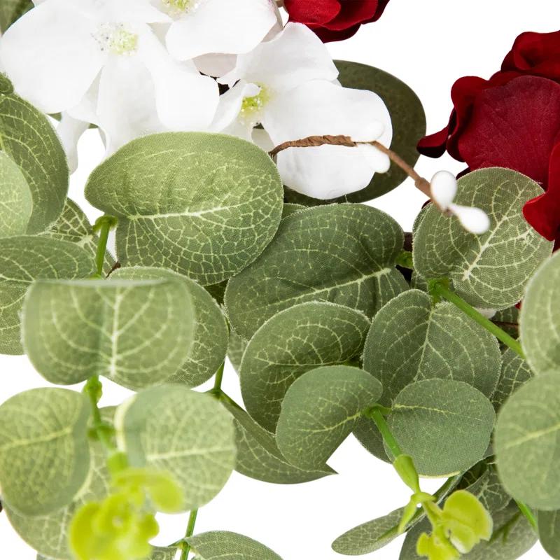Northlight Seasonal Red white and Blue Hydrangea and Eucalyptus Patriotic Artificial Wreath