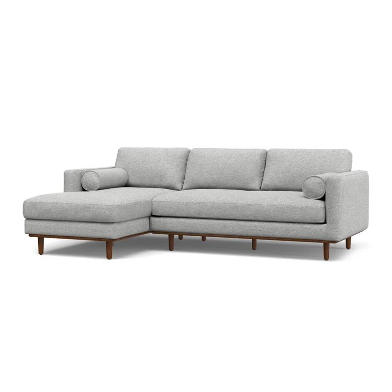 Simpli Home Morrison Large Left Sectional Sofa,Mid-Century Modern Couch with Chaise Lounge and Eco-Friendly Woven-Blend Fabric