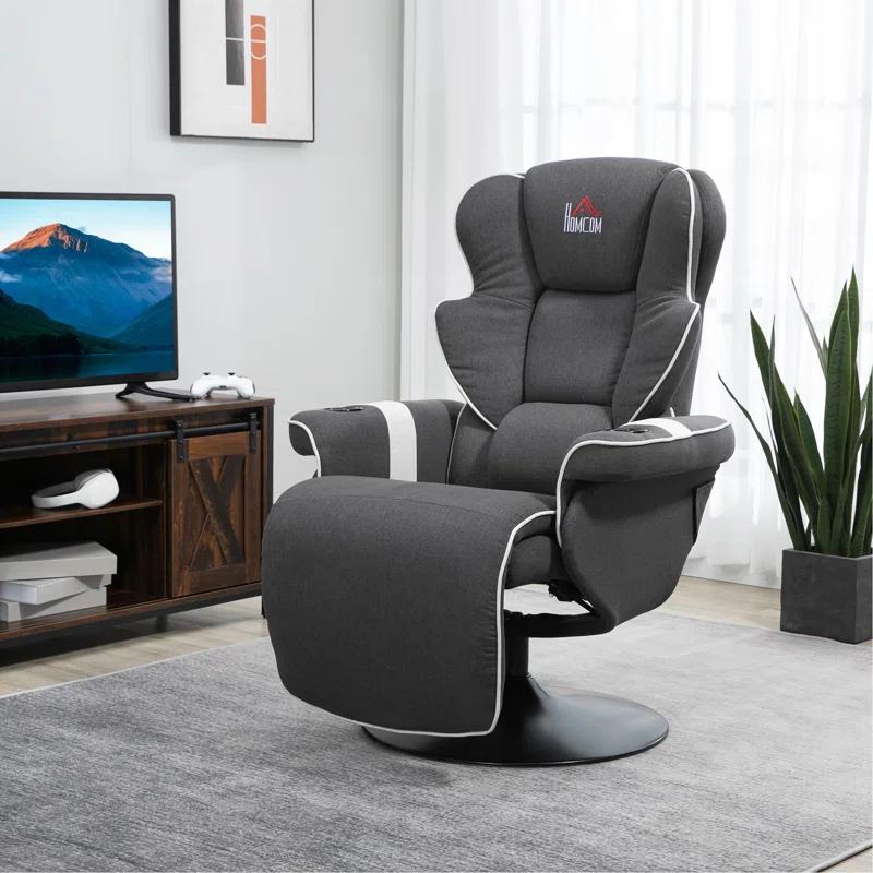 HomCom Faux Leather Manual Swivel Ergonomic Recliner | Wayfair