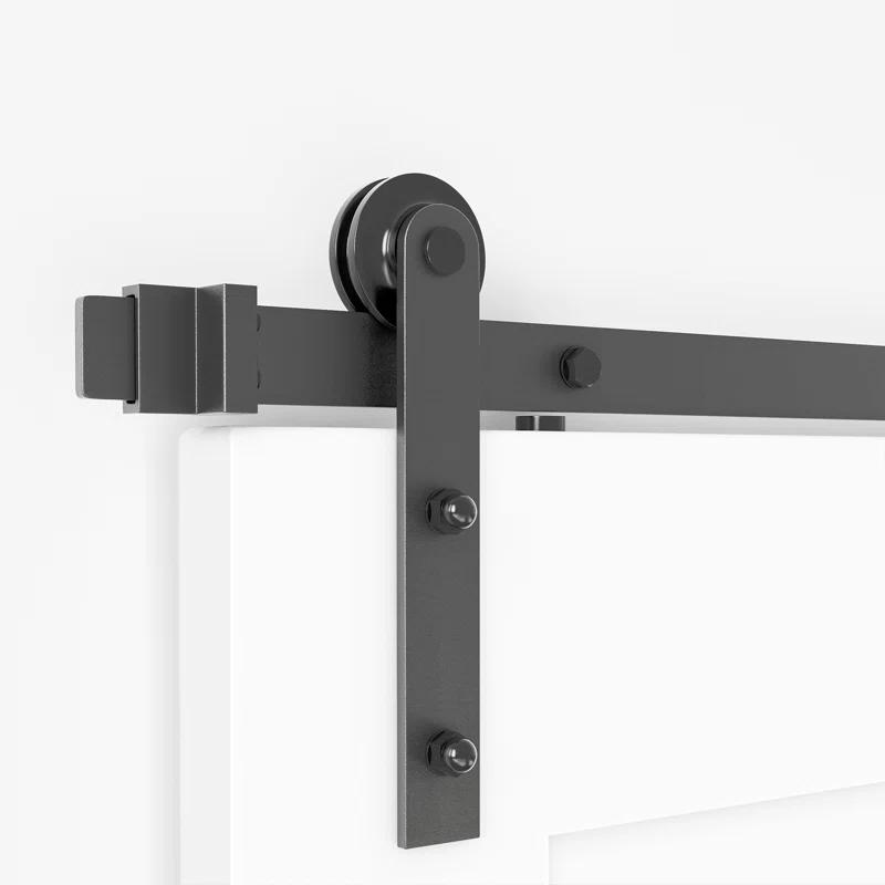 LAZ Black Steel Double Door Barn Door Hardware Kit Standard Double (NOT INCLUDE DOORS)