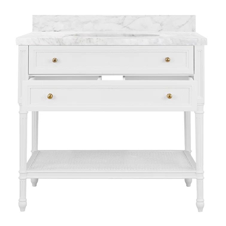 Worlds Away Martha 36.5'' Single Bathroom Vanity with Marble Top