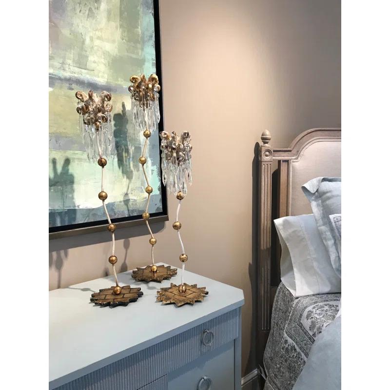 Venetian 23.5" Crystal and Gold Candlestick Holder