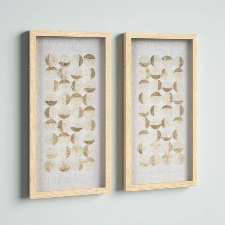 Mercury Row® Zeringue Emblem Natural Capiz with Gold Foil Shadowbox Wall Décor (Set of 2)