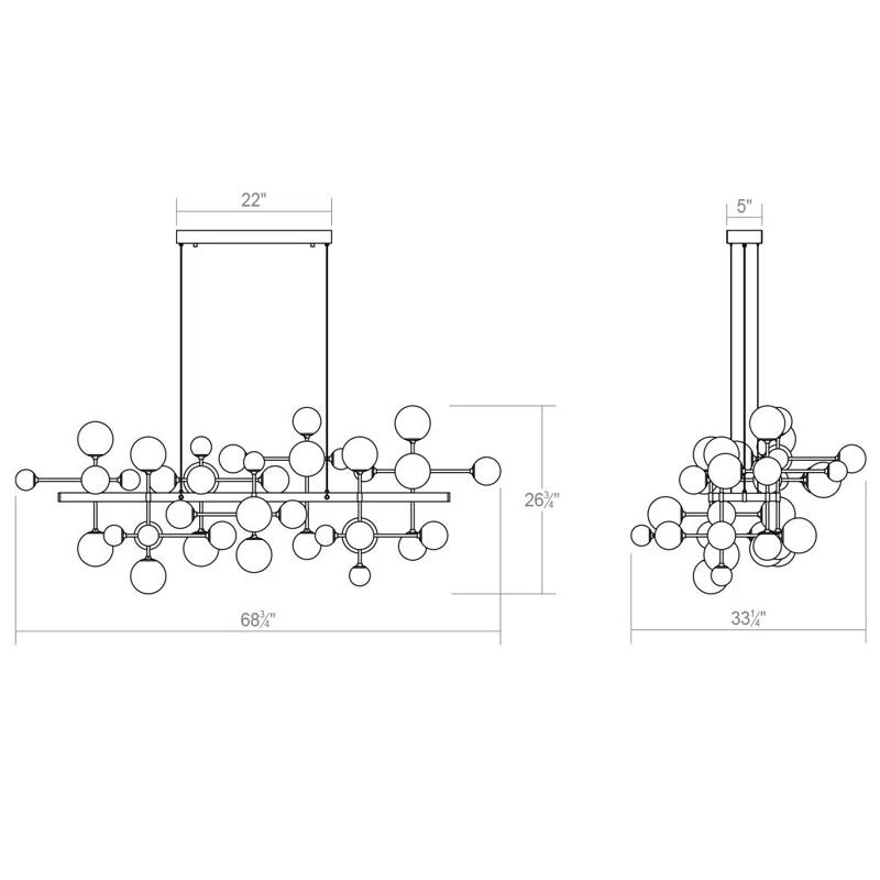 Nebula 11 - Light Dimmable LED Kitchen Island Linear Chandelier