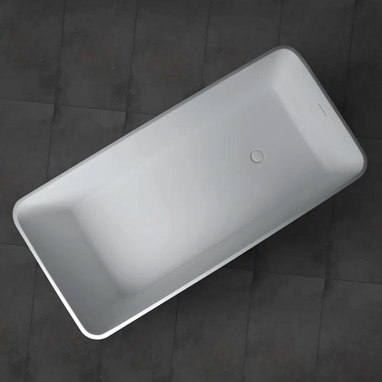 Vanity Art 59'' x 30'' Freestanding Soaking Solid Surface Bathtub VA6914-MS