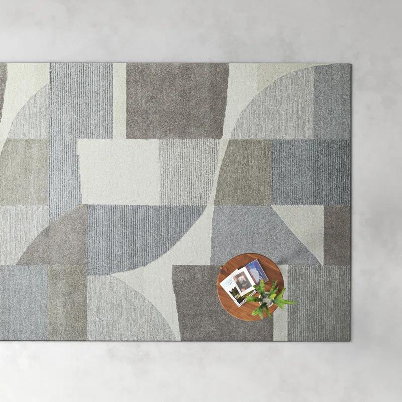 Linn Gallery Hand Tufted Abstract Area Rug in Gray