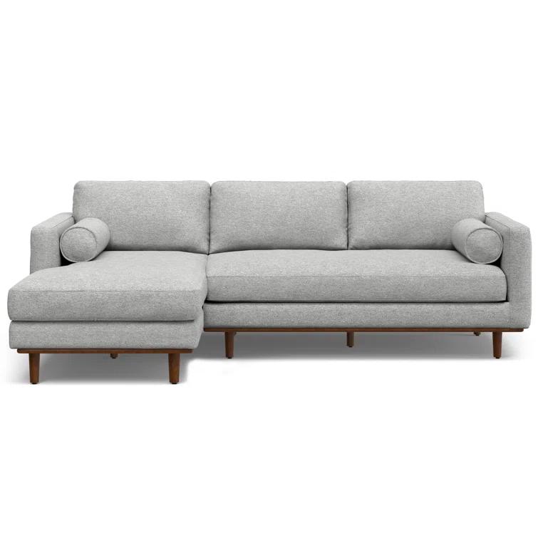 Simpli Home Morrison Large Left Sectional Sofa,Mid-Century Modern Couch with Chaise Lounge and Eco-Friendly Woven-Blend Fabric