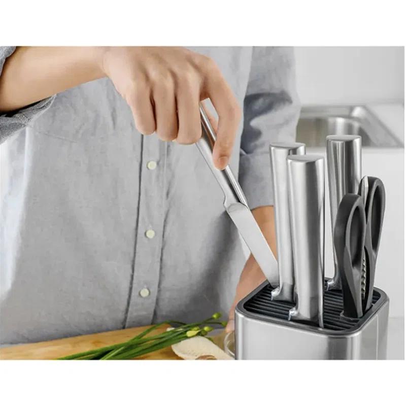 Dura Living Dura Living Universal Knife Block Holder, Stainless Steel Organizer, Space-Saving Storage Stand