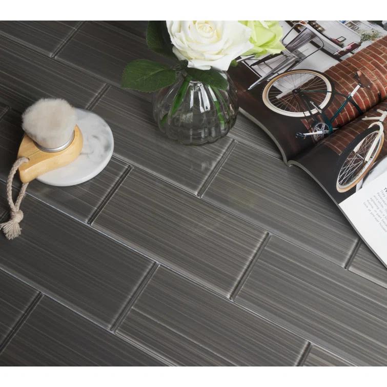 WS Tiles® Hand Painted Series 3'' W x 6'' L Glass Peel and Stick Subway Tile