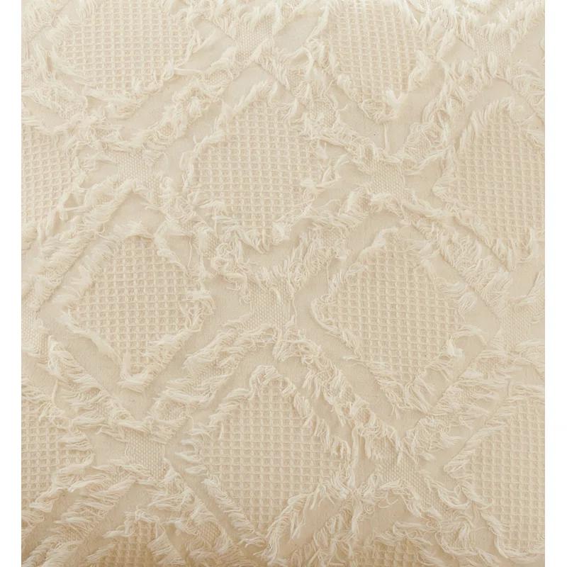 Saro Ivoryline Collection Appliqued Cotton Reversible Throw Pillow