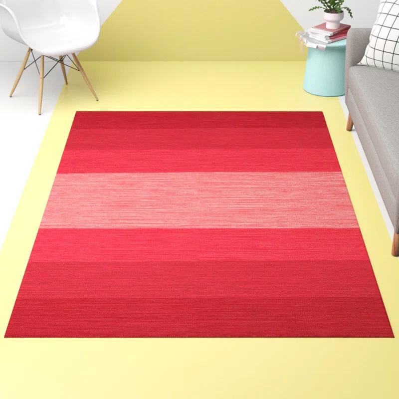 Chandra Rugs Rectangle: 2' x 3' - India Red Striped Rug