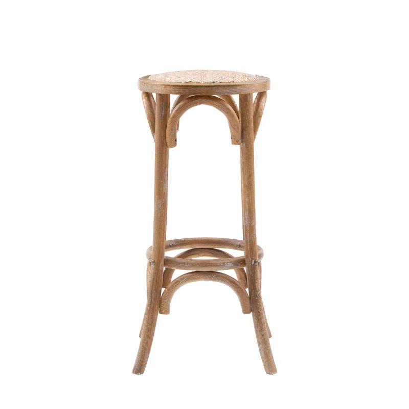 Dovecove Rae Round Rattan Seat Counter Stool with Solid Wood Frame