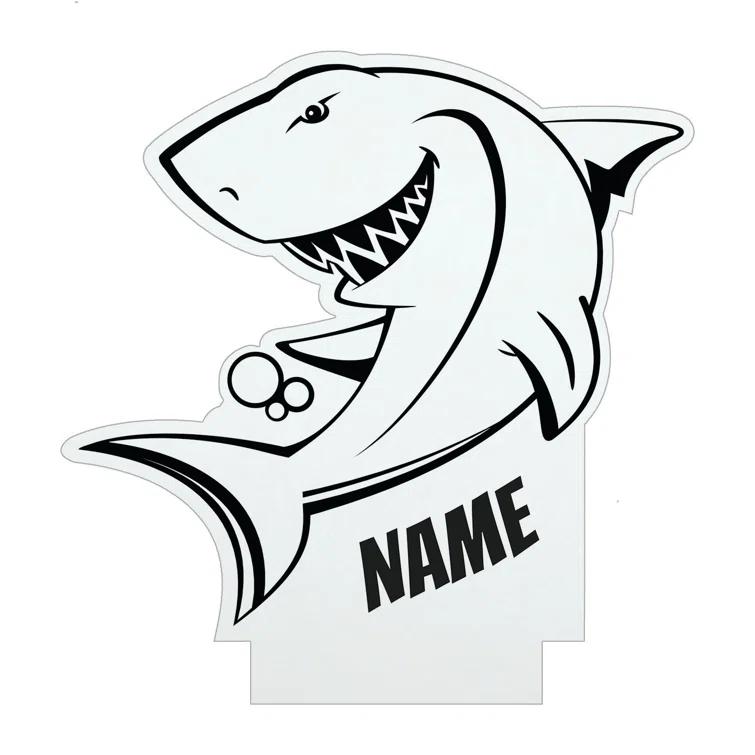 CPS Shark LED Night Light with Custom Name Laser Engraved on Acrylic Design Insert
