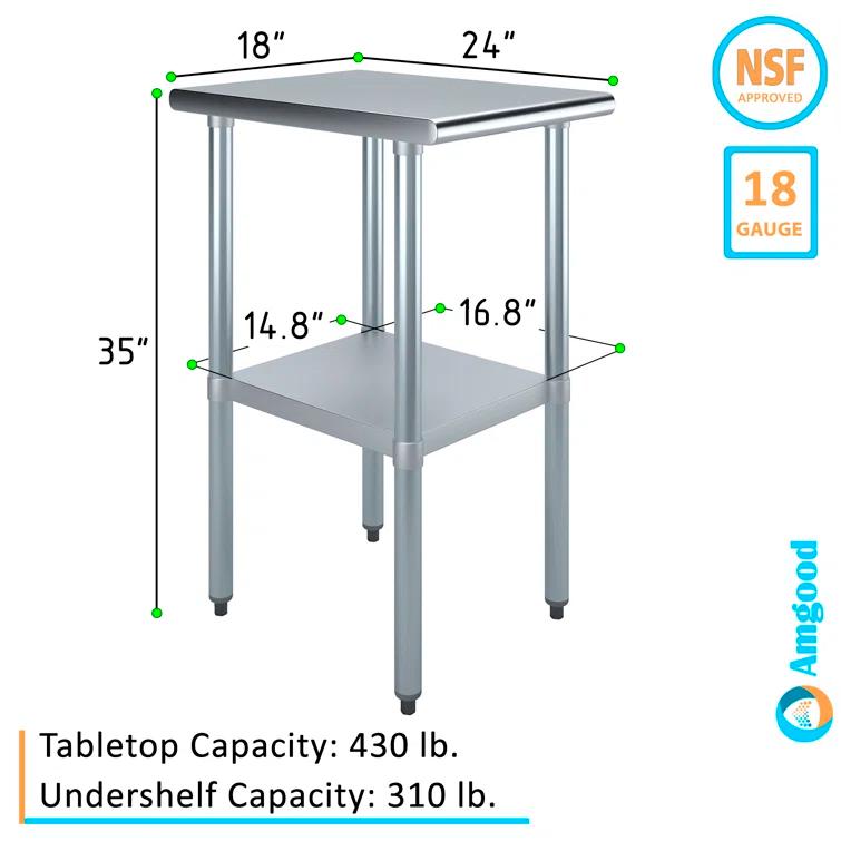 Amgood 24 in. x 18 in. Stainless Steel Table