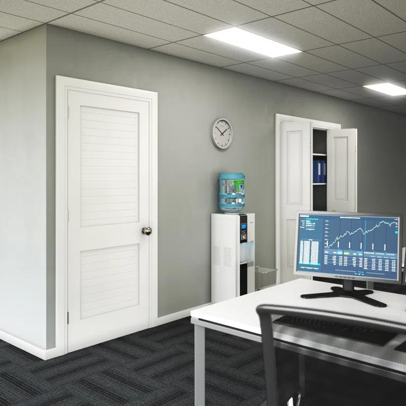 80'' Solid Wood Louvered Painted Slab Door