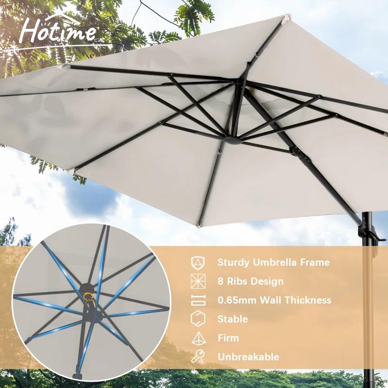 HOTEEL 10'x10' Aluminum Cantilever Umbrella - 360° Rotation & 5-Tilt Angles for Patio, Poolside & Outdoor