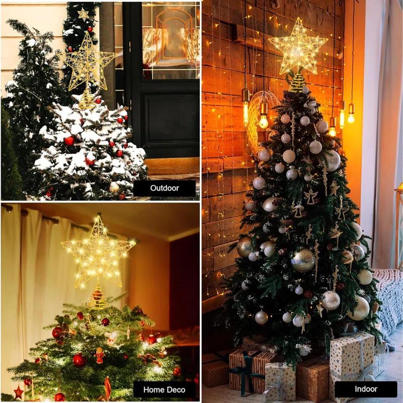 Christmas Tree Topper, 40 Light Tree Topper Star, Christmas Tree Topper Lighted, Prolong Wire Star Tree Topper With Remote Control For Christmas Decorations, Holiday, Vacation, New Year
