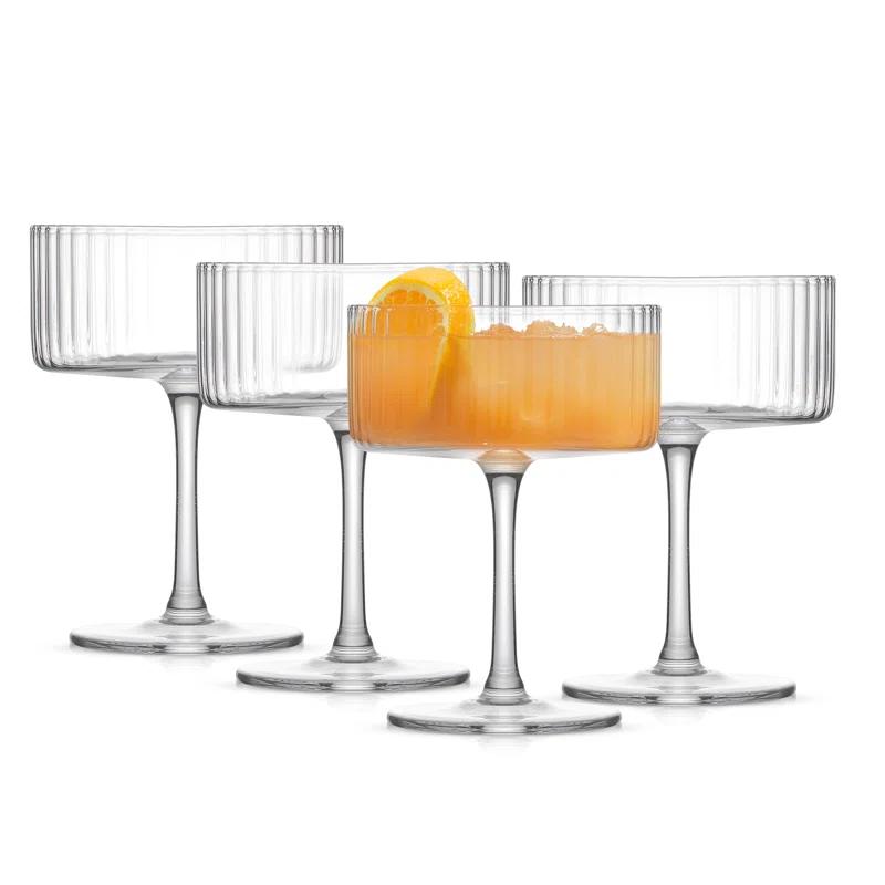 JoyJolt Elle Fluted Coupe Martini Glasses, 10oz (Set of 2)