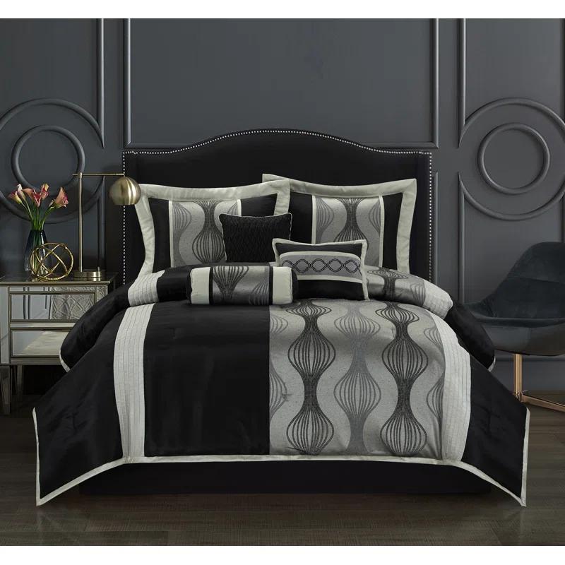 Nanshing America, Inc Kath 7 Piece Microfiber Modern & Contemporary Comforter Set