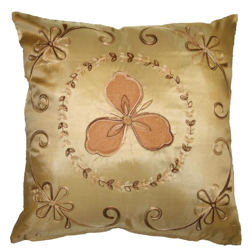 Violet Linen Silky Ornate Embroidered Velvet Floral Reversible Pillow Cover