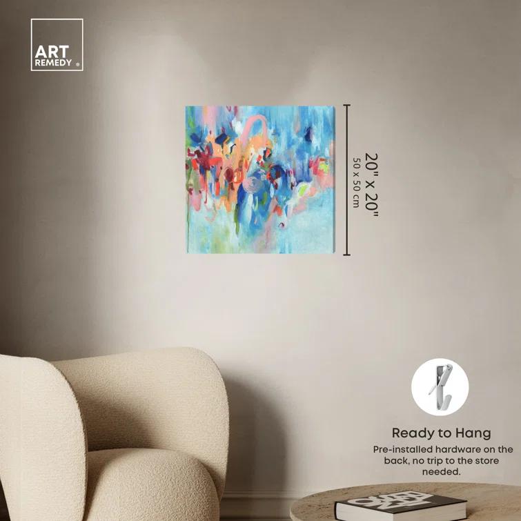 Art Remedy Art Remedy New Sky Framed Blue Abstract 1 Piece Canvas Wall Art 57079